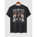 Snake Rose Moon Graphic Pattern Short Sleeves Crew Neck T-shirt