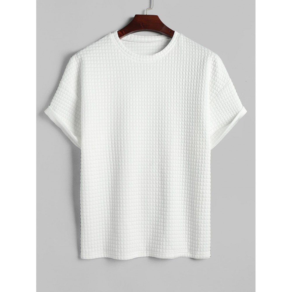 Textured Short Sleeve Basic T Shirt