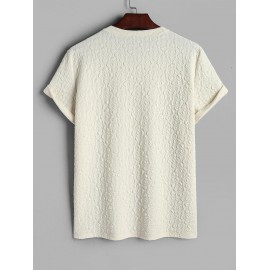 Men's Plain Color Bubble Jacquard Textured Short Sleeves T-shirt