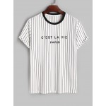 C'EST LA VIE PARIS Striped Pattern Short Sleeves T-shirt