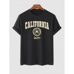 Letter CALIFORNIA Badge Graphic Printed Short Sleeve T-shirt