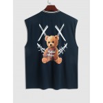 Rib Collar Smile Face Cartoon Bear Sleeveless T Shirt Summer Tank Top