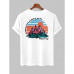 Men's Casual Letter Mountain Printed Short Sleeves Crew Neck T-shirt