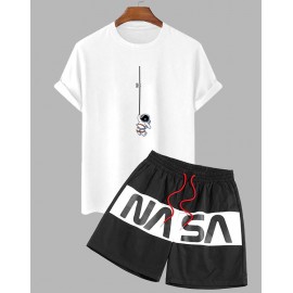 Astronaut Graphic Print Short Sleeve T Shirt