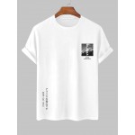 Letter ALASKA SNOW MOUNTAIN Graphic Printed Short Sleeve T-shirt