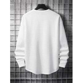 Men's Minimalist Style Jacquard Textured Round Neck Long Sleeves T-shirt