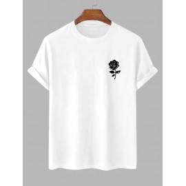 Short Sleeve Rose Print T-shirt