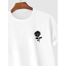 Short Sleeve Rose Print T-shirt