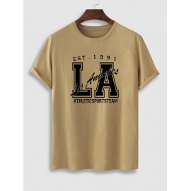 Los Angeles Letter Printed Short Sleeves T-shirt