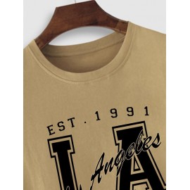 Los Angeles Letter Printed Short Sleeves T-shirt