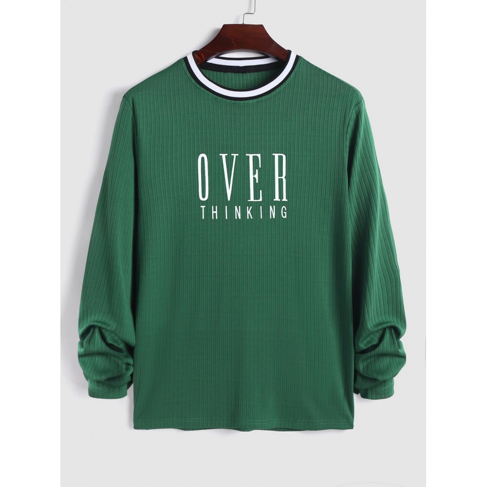 OVER THINKING Printed Long Sleeves Tee