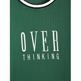 OVER THINKING Printed Long Sleeves Tee