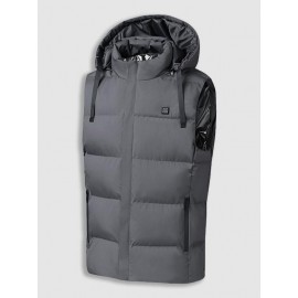 7 Areas Heating USB Charging Thermal Hooded Warm Puffer Quilted Padded Vest Gilet Zippered Pockets Waistcoat (Battery Not Included)