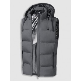 7 Areas Heating USB Charging Thermal Hooded Warm Puffer Quilted Padded Vest Gilet Zippered Pockets Waistcoat (Battery Not Included)