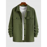 Men's Plain Color Front Pockets Design Turn-down Collar Jacket