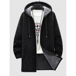 Zip Fly Fleece-lined Hooded Long Jacket