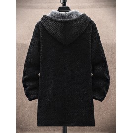 Zip Fly Fleece-lined Hooded Long Jacket