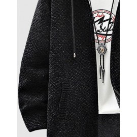 Zip Fly Fleece-lined Hooded Long Jacket