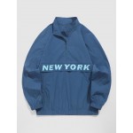 Men's Streetwear Daily Half Zip Letter NEW YORK Graphic Printed Popover Windbreaker Jacket