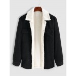 Double Pockets Design Fuzzy Fleece-lined Corduroy Jacket