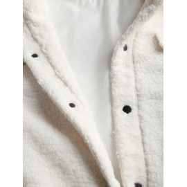 Fluffy Polar Fleece Solid Color Button Fly Jacket