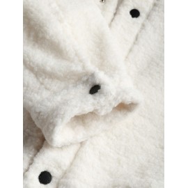 Fluffy Polar Fleece Solid Color Button Fly Jacket