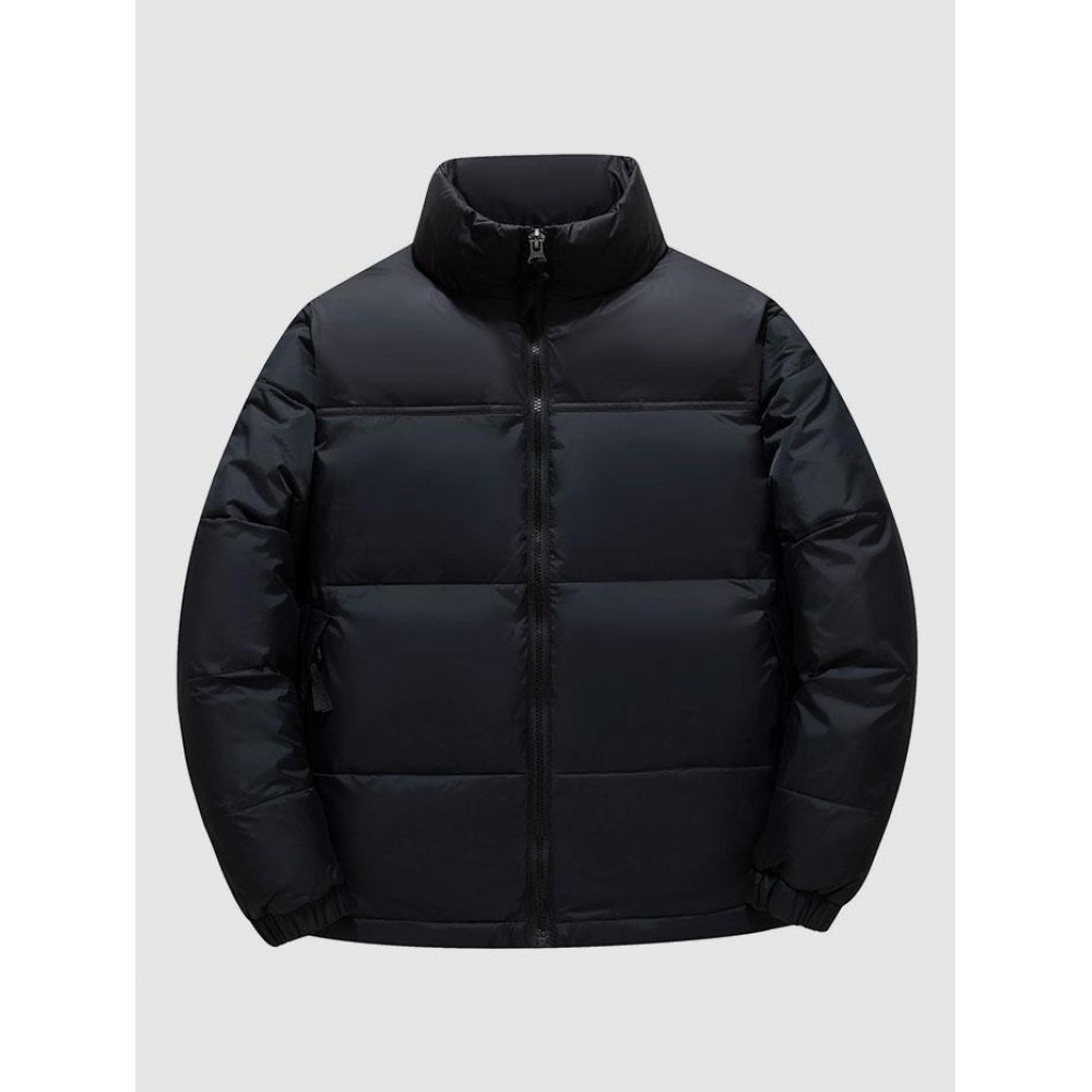 Colorblock Two Tone Zip Up Puffer Down Jacket