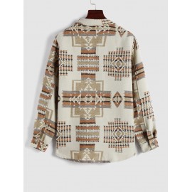 Geometric Tribal Ethnic Aztec Printed Shacket