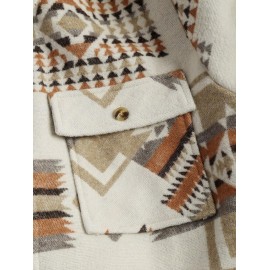 Geometric Tribal Ethnic Aztec Printed Shacket