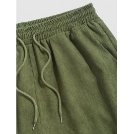 BOSTON Letter Embroidered Drawstring Corduroy Shorts