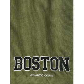 BOSTON Letter Embroidered Drawstring Corduroy Shorts