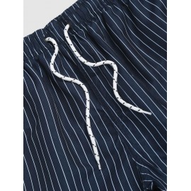 Pinstripe Pocket Drawstring Shorts