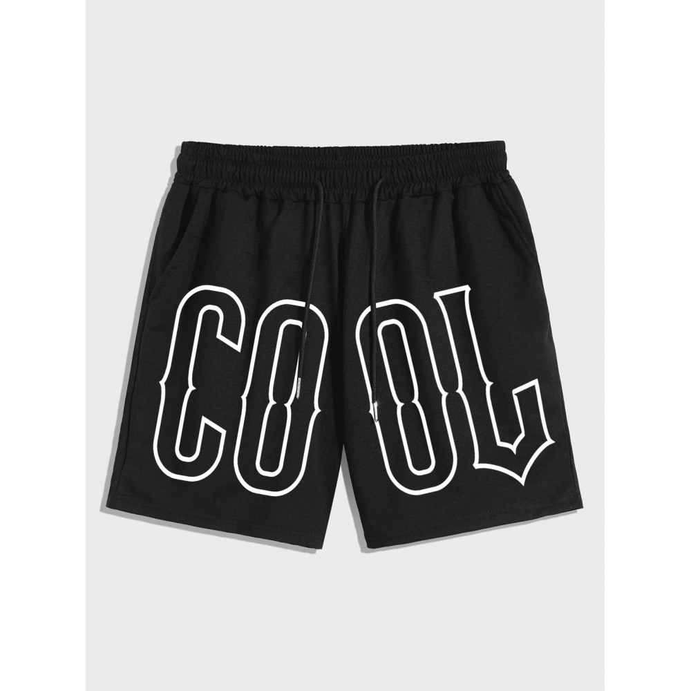 COOL Letter Printed Sweat Shorts