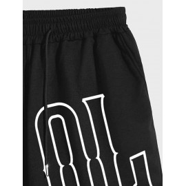 COOL Letter Printed Sweat Shorts