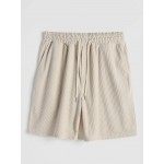 Solid Color Drawstring Corduroy Shorts