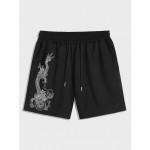 Chinese Style Dragon Pattern Sweat Shorts