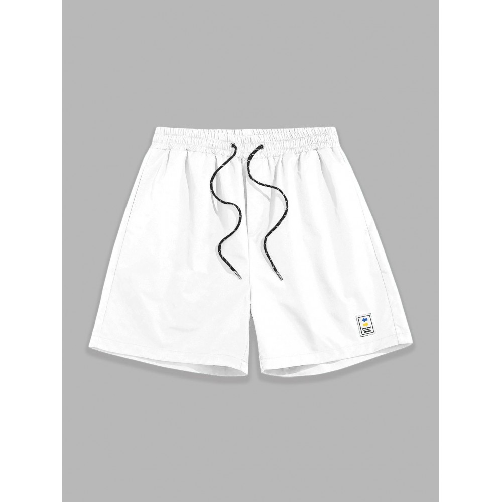 Label Design Solid Color Drawstring Shorts