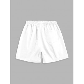 Label Design Solid Color Drawstring Shorts