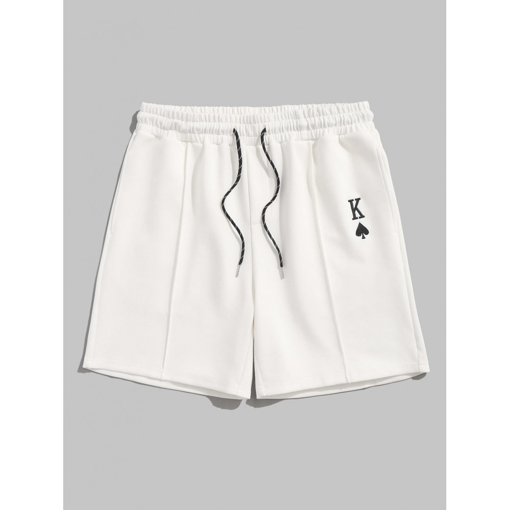 King of Spades Playing Card Embroidered Sports Shorts