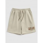 Letter OAKLAND Embroidery Fleece-lined Drawstring Blokecore Sweat Shorts