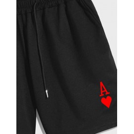 Playing Card Heart A Print Heart Streetwear Drawstring Shorts