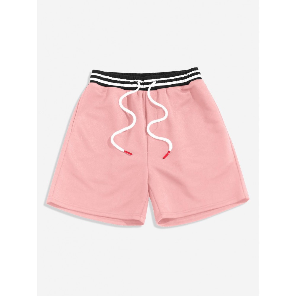 Streetwear Pure Color Drawstring Sweat Shorts