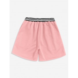 Streetwear Pure Color Drawstring Sweat Shorts