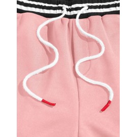 Streetwear Pure Color Drawstring Sweat Shorts