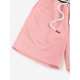 Streetwear Pure Color Drawstring Sweat Shorts