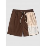 Colorblock Drawstring Casual Shorts