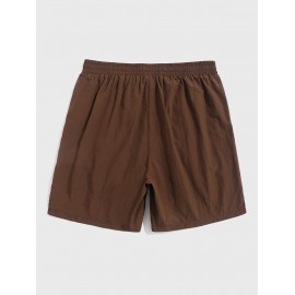 Colorblock Drawstring Casual Shorts