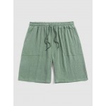 Solid Color Soft Textured Basic Drawstring Shorts