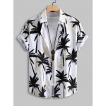 Men's Aloha Hawaiian Coconut Trees Printed Short Sleeves Button Front Vacation Shirt