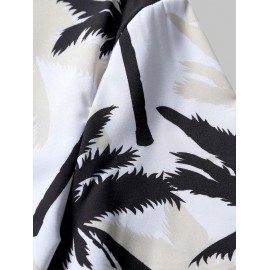 Men's Aloha Hawaiian Coconut Trees Printed Short Sleeves Button Front Vacation Shirt